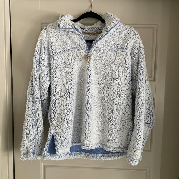 Blue Sherpa Quarter Zip Pullover Hoodie womens - Picture 2 of 3